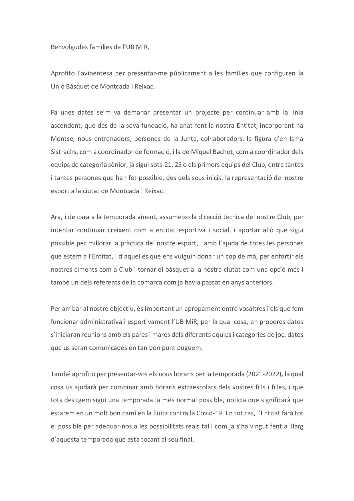 Carta PRESENTACIÓ DIRECTOR TECNIC