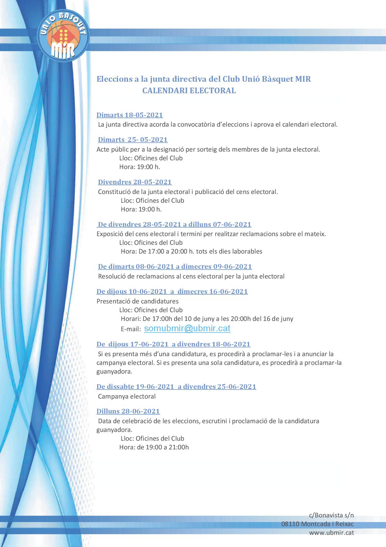 VOT 2021 CALENDARIO VOTACIONES MIR