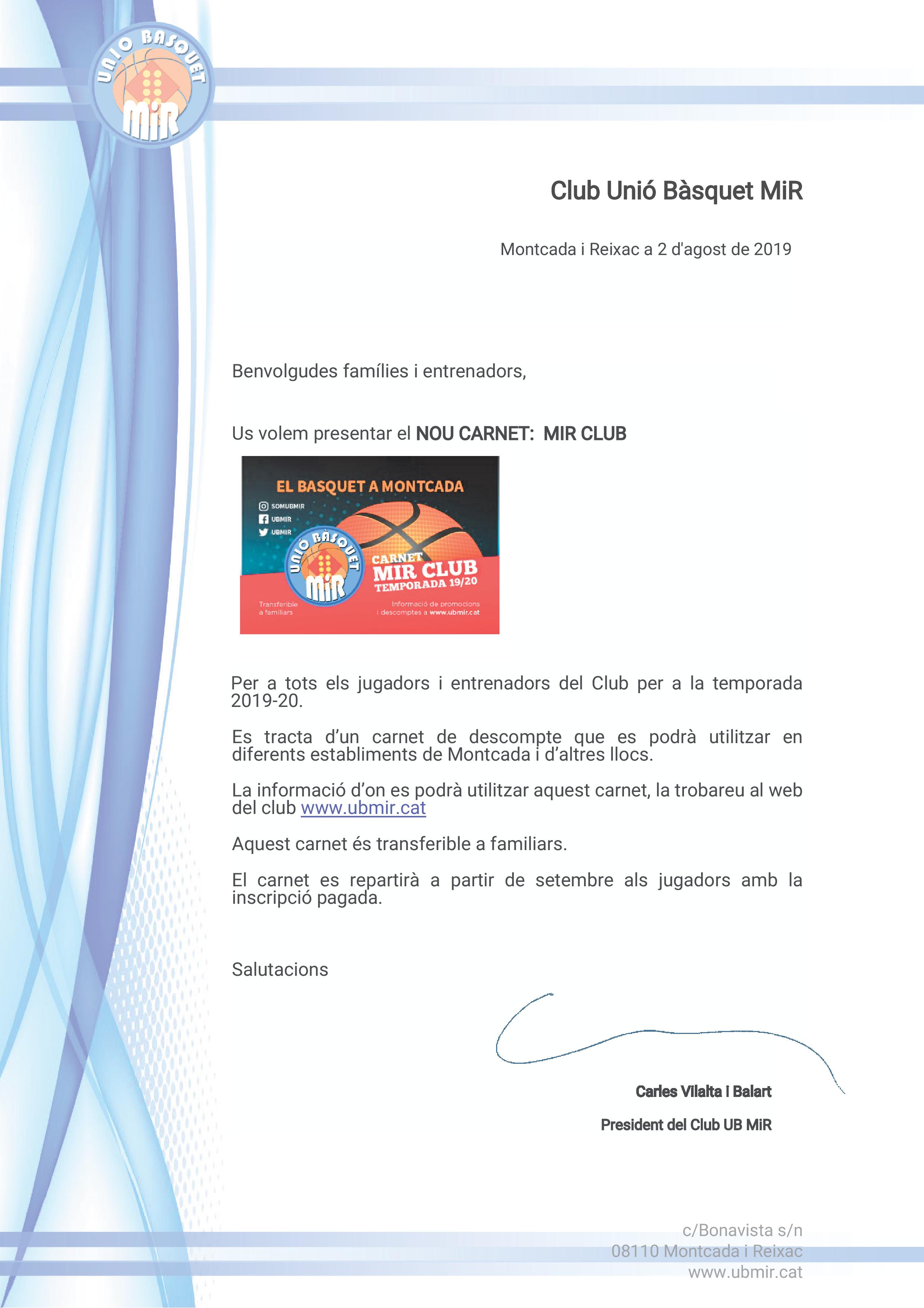 CARNET DESCMPTE UBMIR