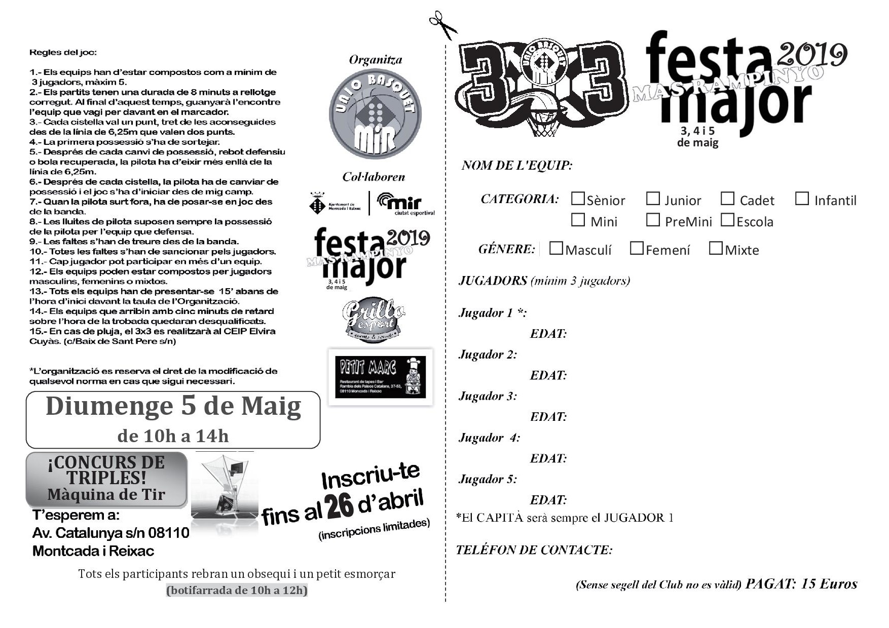 DIPTICO 3x3 Mas Rampinyo 2019